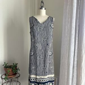 Nina Piccalino Women’s medium Dress Navy Rayon Floral Summer Flowy Dress